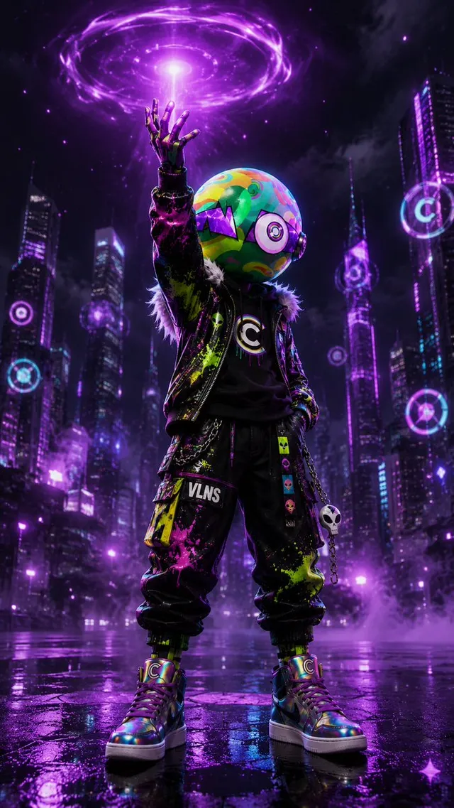 Cyberpunk Vinyl Charakter Beschwörungsportal