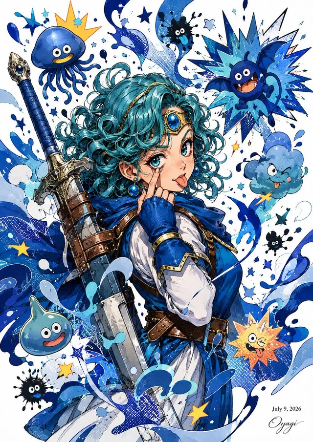 Blue Slime Adventurer Anime Poster