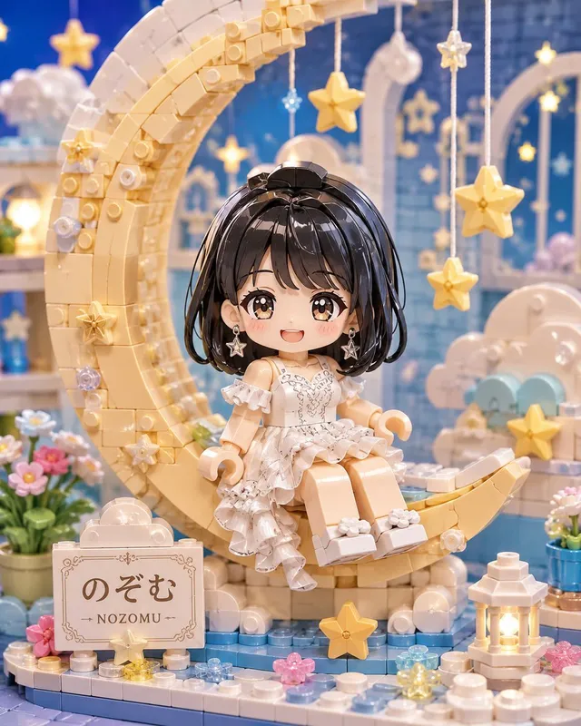 Kawaii Brick Moon Chibi Diorama