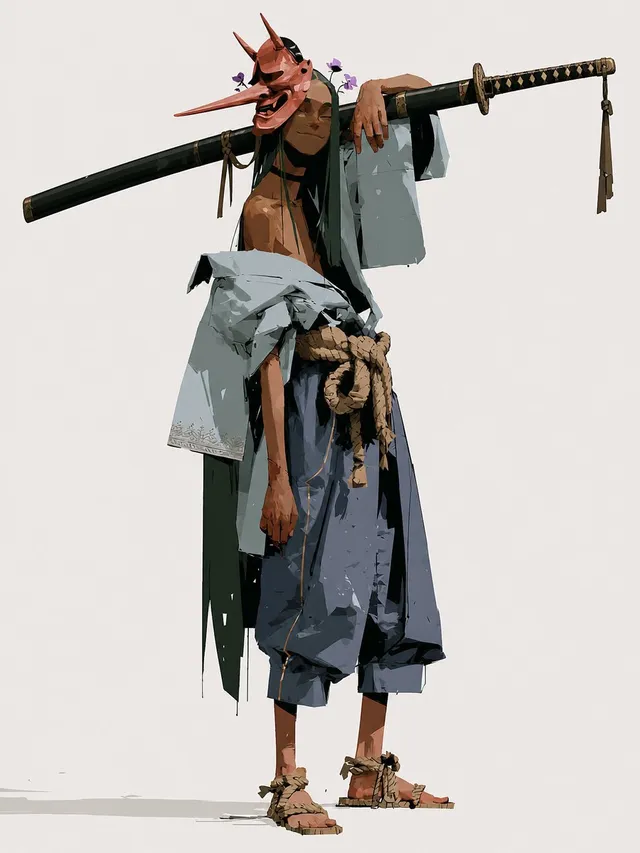 Happy Tengu Samurai Concept Art
