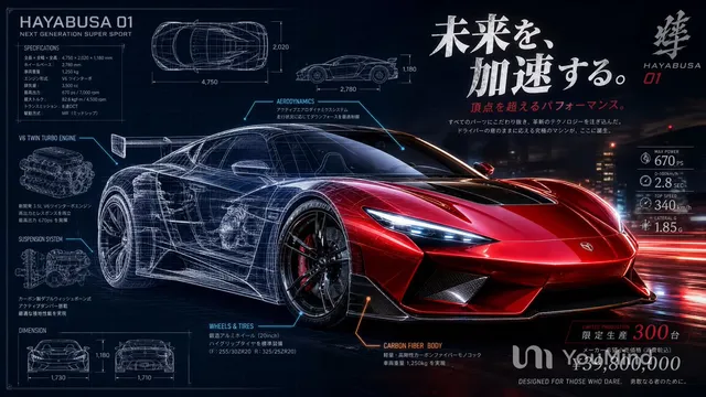 Japanese Hypercar Blueprint Poster