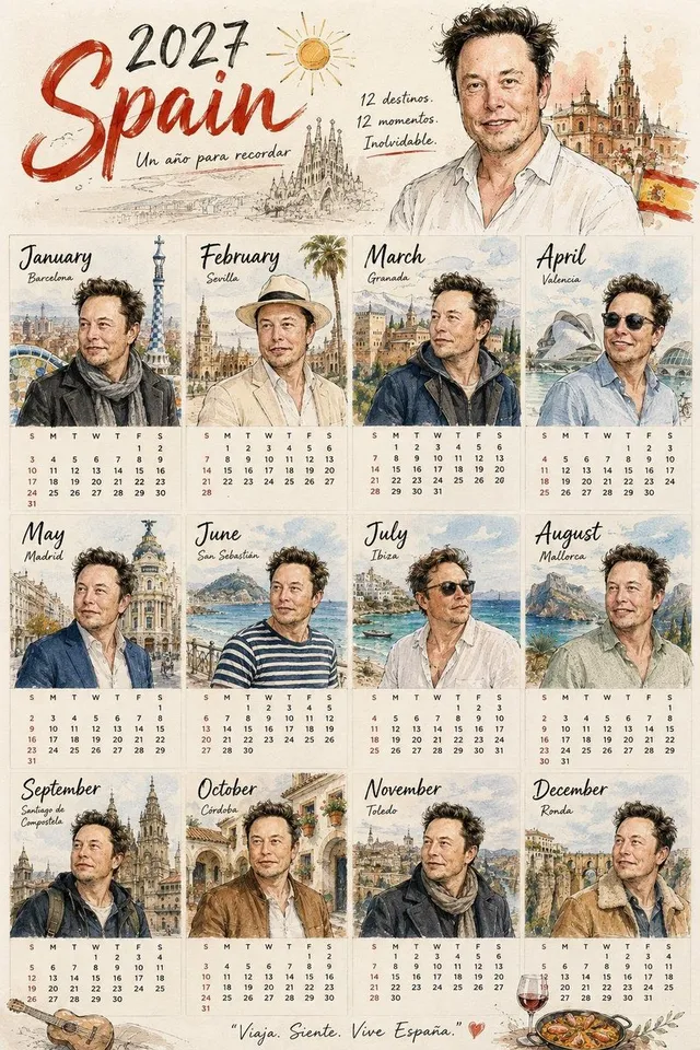 Illustrated Tourist Calendar Poster