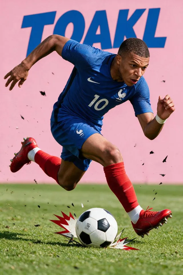 Mbappé Sprinting Soccer Action