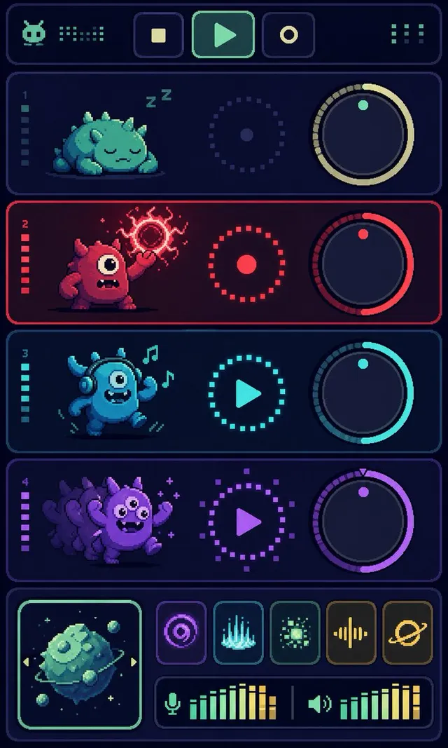 UI Sequencer Musicale Pixel Monster