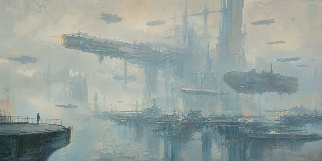 Lonely Sci-Fi Harbor Wallpaper