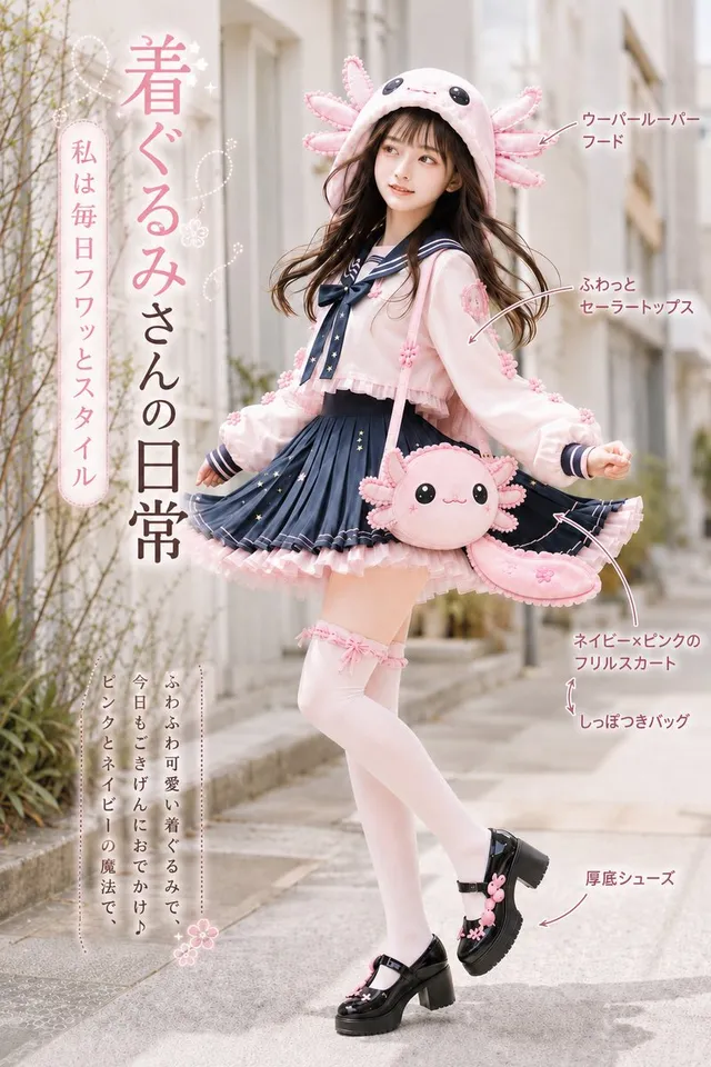 Axolotl Kigurumi Fashion Poster