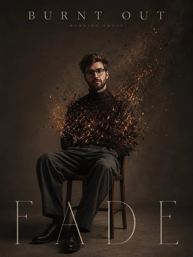 Dissolving Ember Man Studio Portrait