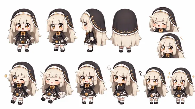 Halloween Nun Chibi Character Sheet