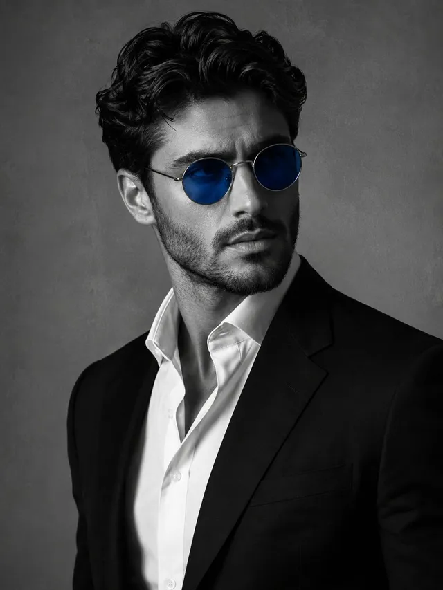 Ritratto Cinematografico Uomo con Lenti Blu