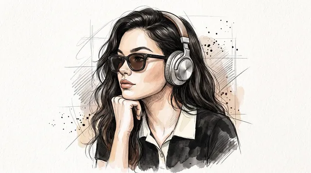 Minimal Hand-Drawn Sketch Watercolor Portrait