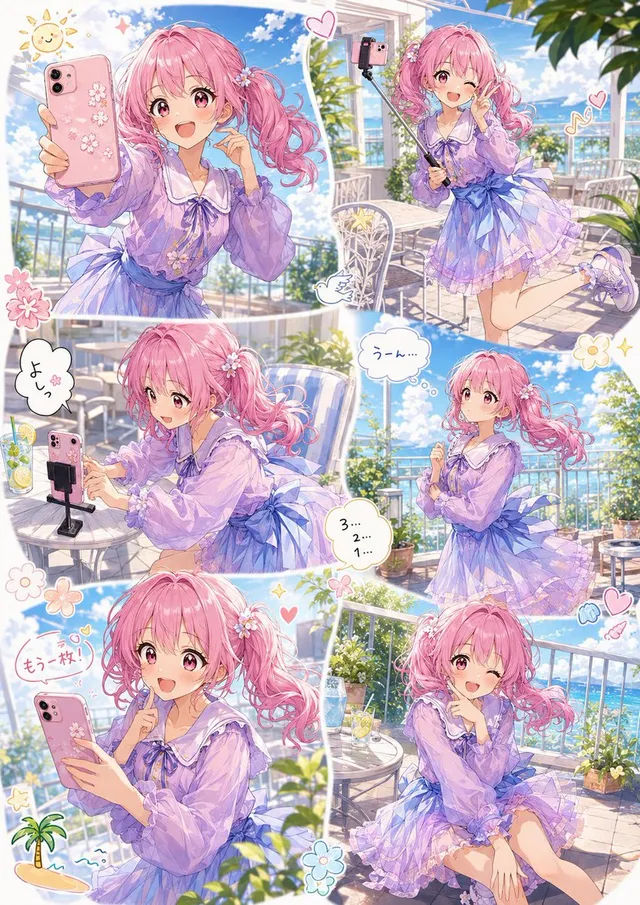 Pastel Manga Selfie Collage