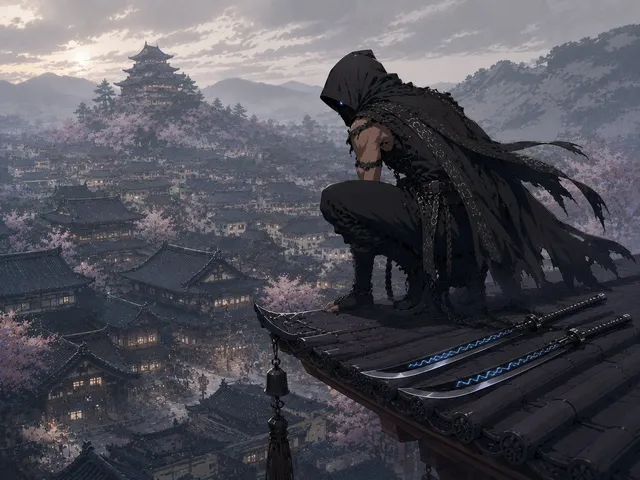 Hooded Assassin Watching Castle Town
