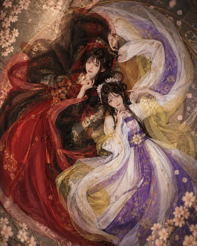 Overhead Fantasy Hanfu Cosplay Duo