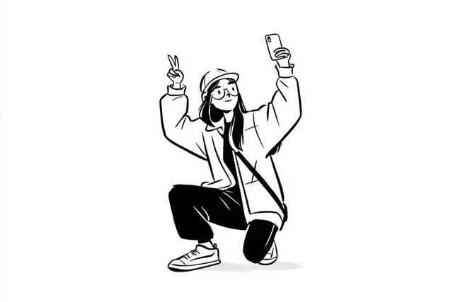 Illustration Personnage Encre Minimaliste Noir et Blanc