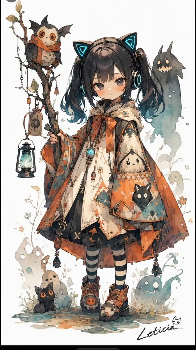 Whimsical Cat-Ear Fantasy Girl