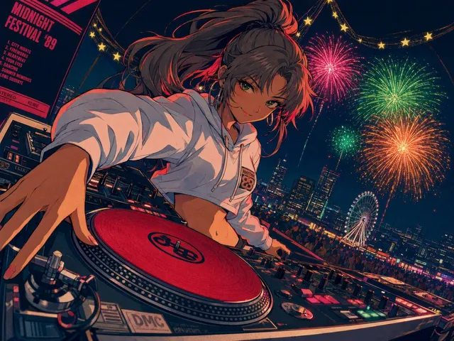90er Retro Anime DJ-Mädchen