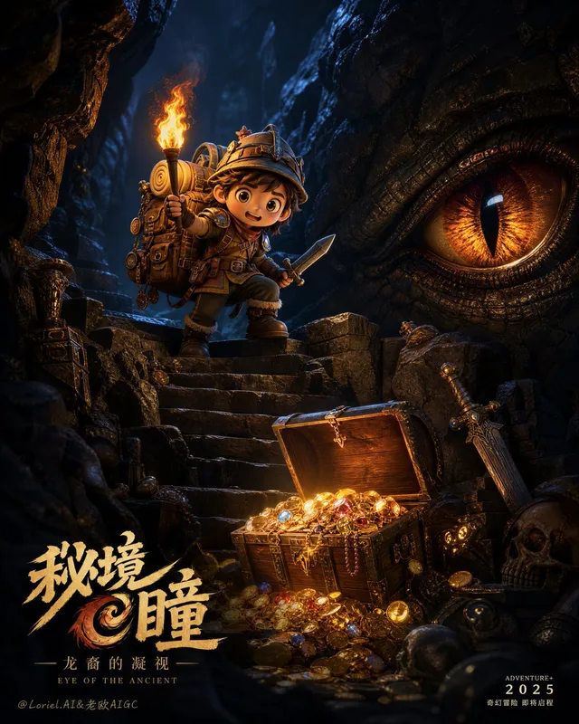 Poster Chibi Esploratore Grotta Drago