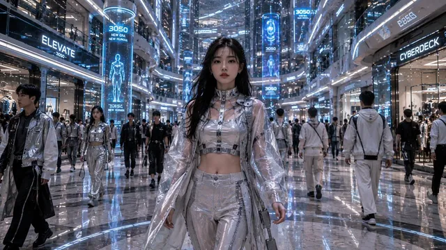 Futuristic Mall Fashion in 3050