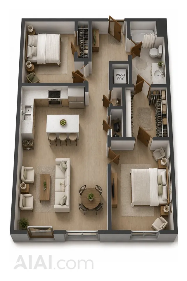 Plan d'étage 2D vers rendu 3D de maison
