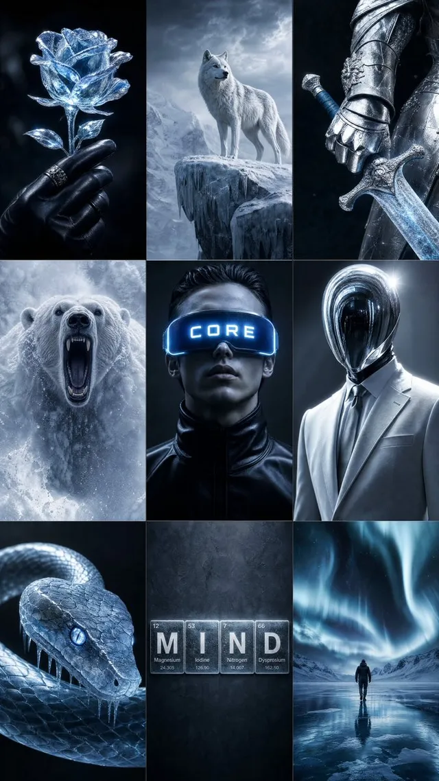 Eisblaues Luxus-Moodboard