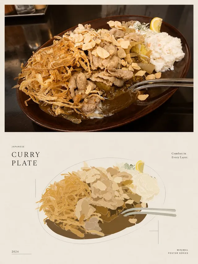 Minimal Japanese Curry Plate Poster