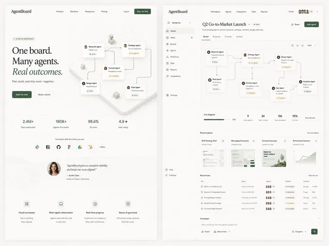 Landing Page e Dashboard UI SaaS AgentBoard