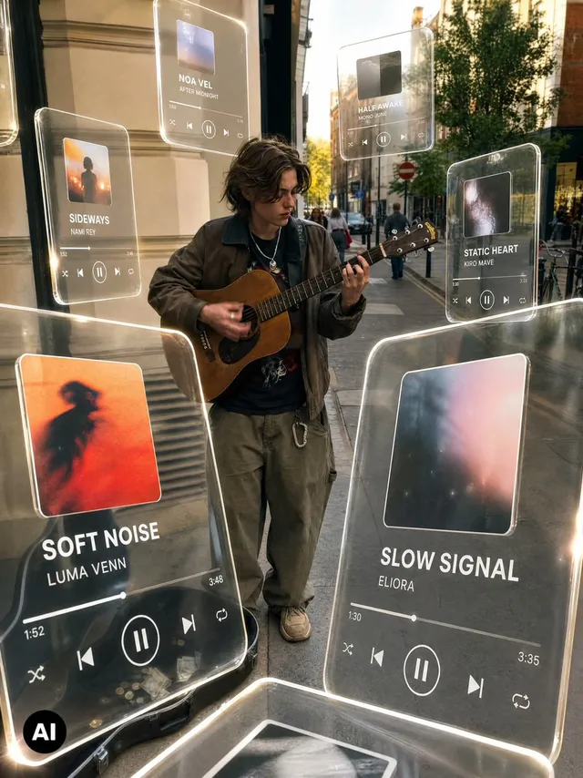 Futuristic AR Music Cards Street Edit