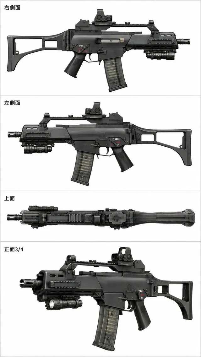 Four-View Tactical Carbine Reference Sheet