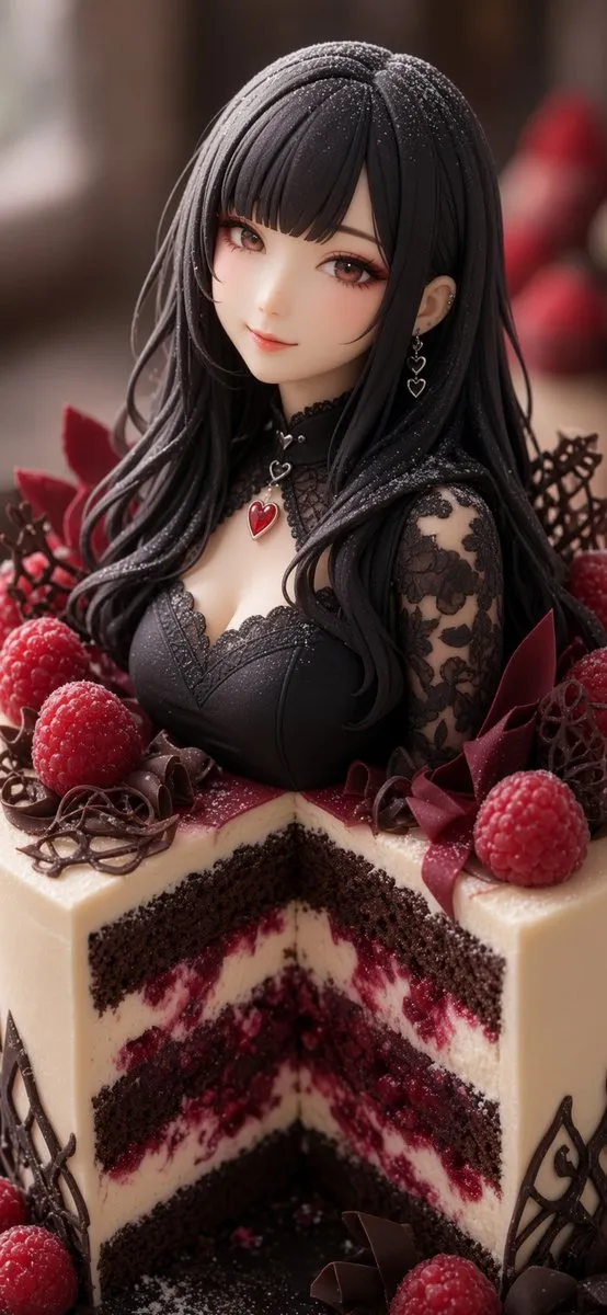 Retrato de Bolo de Framboesa Gothic Lolita