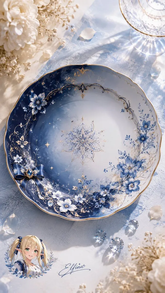 Assiette en porcelaine fantaisie Elfina