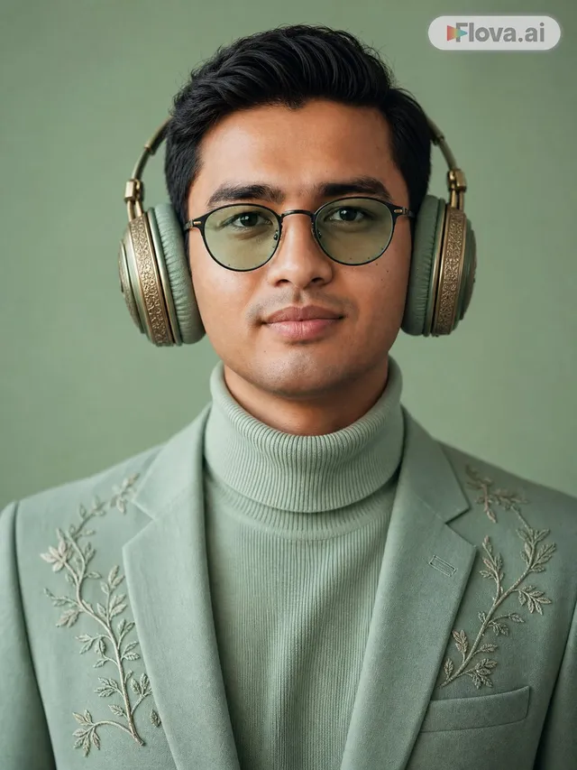 Mint Green Audiophile Portrait