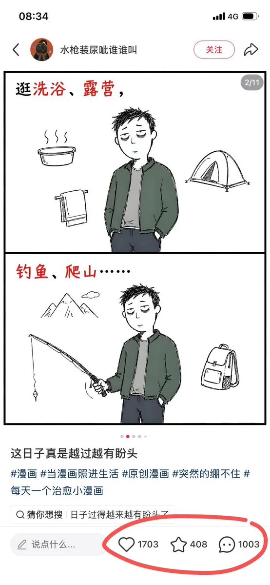 Screenshot eines Comic-Posts auf Xiaohongshu