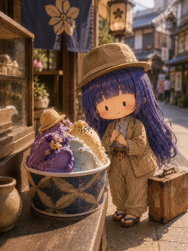 Chibi Girl at Gelato Shop