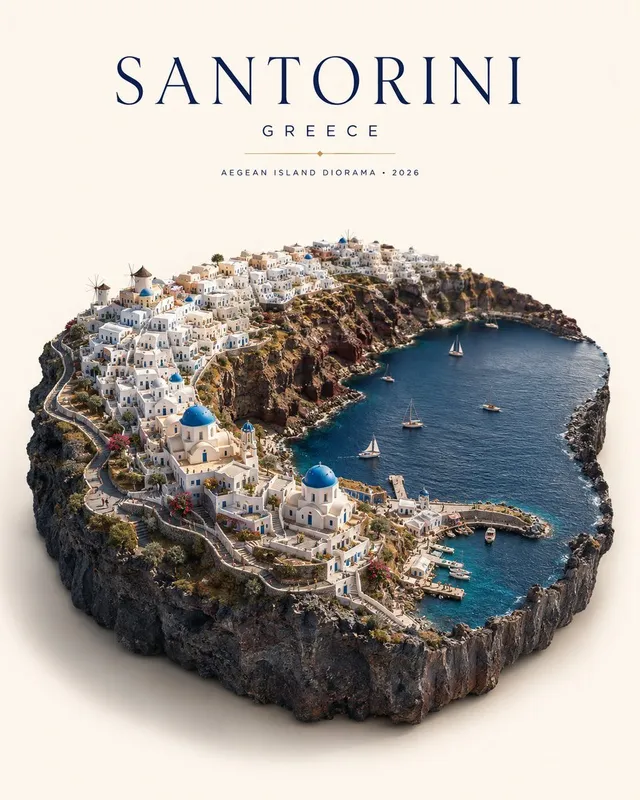 Poster di Viaggio Miniatura di Santorini