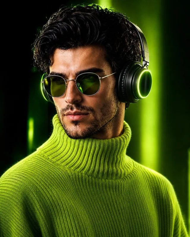 Ritratto futuristico verde neon