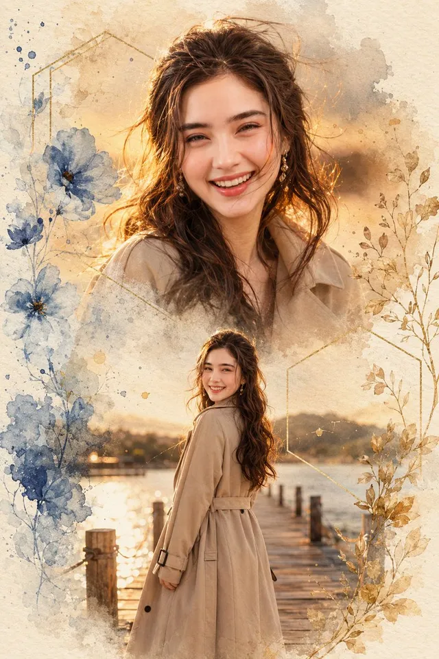 Dreamy Watercolor Portrait Collage