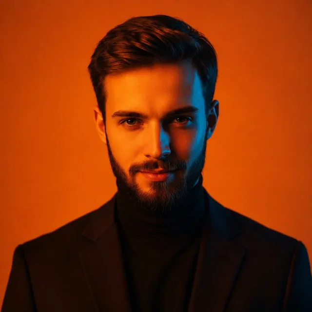 Cinematic Orange Studio Portrait