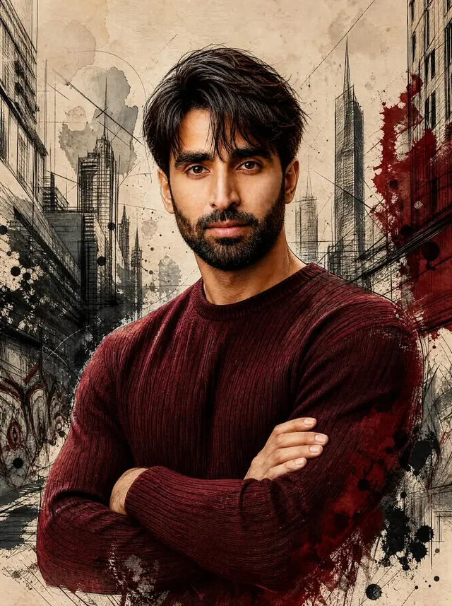 Mixed-Media Urban Male Portrait