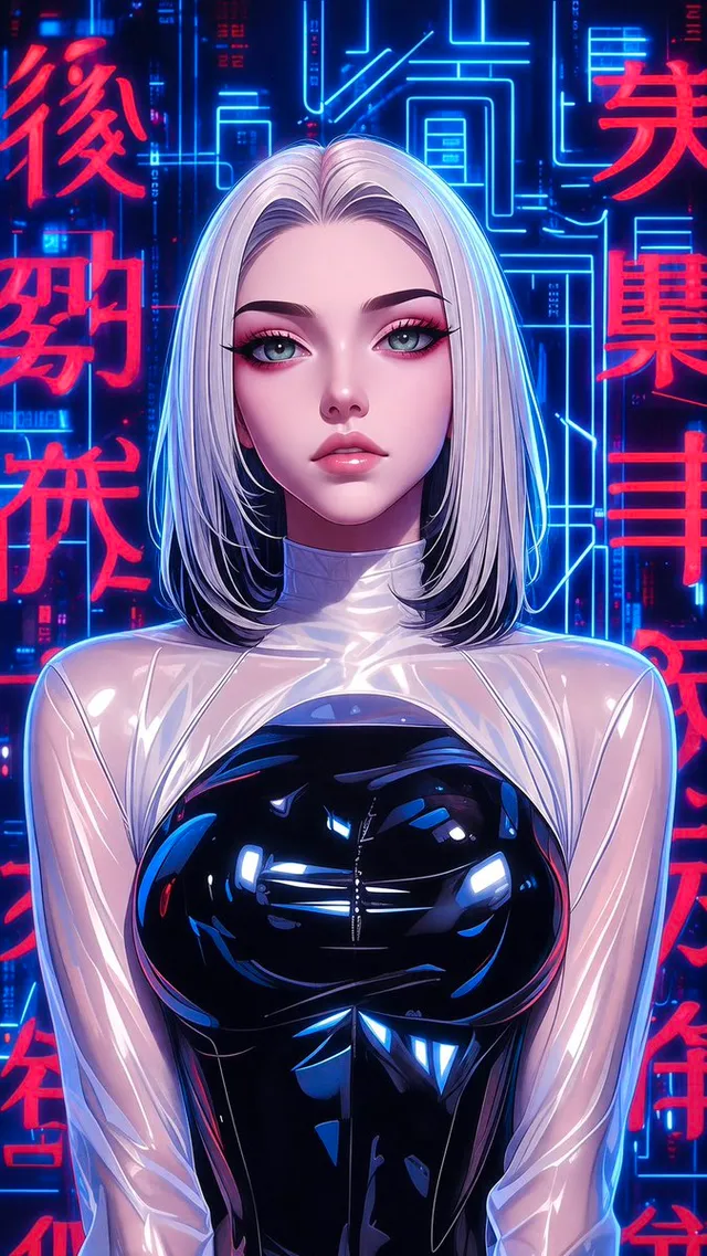 Futuristic Silver Hair Anime Portrait