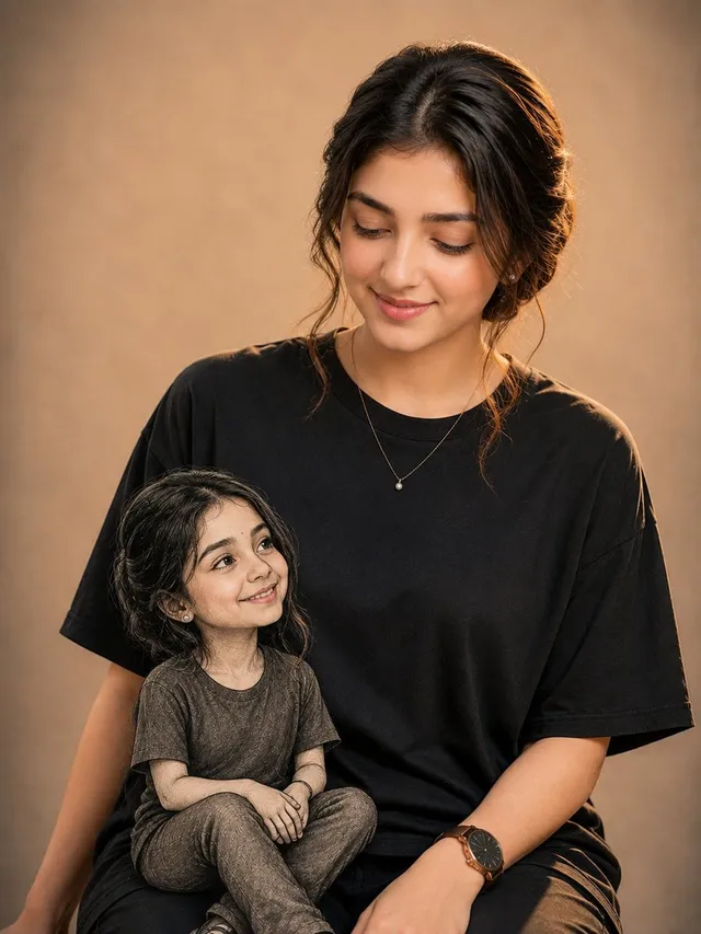 Zärtliches Mini-Me Studio-Porträt