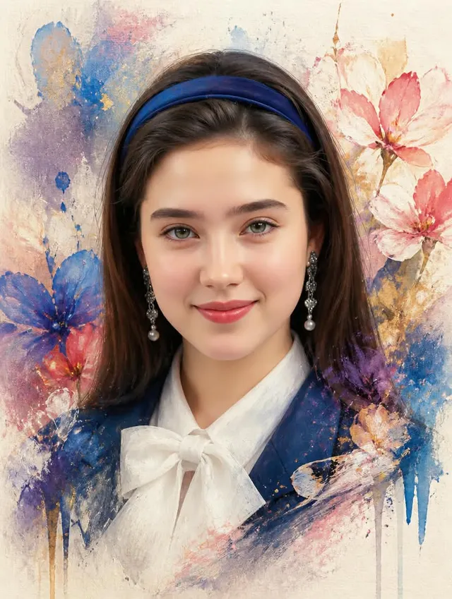 Mixed-Media Floral Fashion Portrait