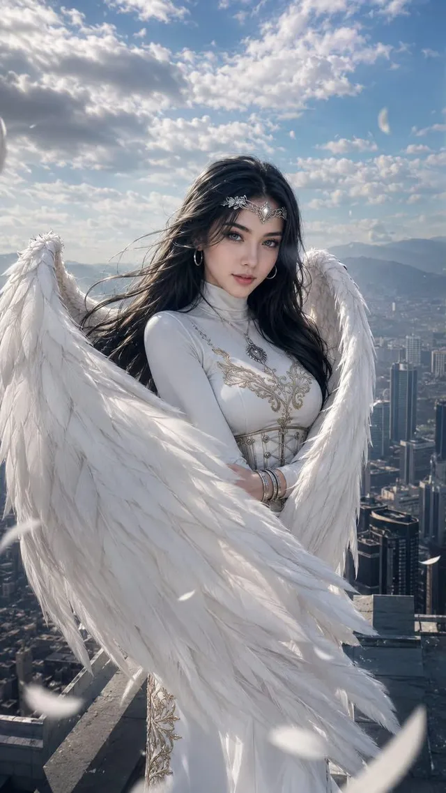 Modern Angel Rooftop Portrait