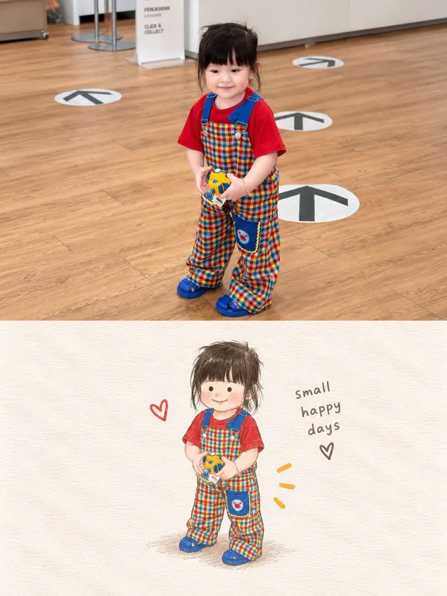 Storybook Style Photo-to-Illustration Split