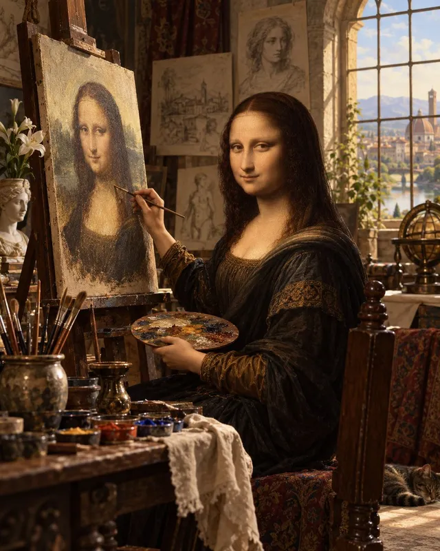 Mona Lisa Renaissance Studio Scene