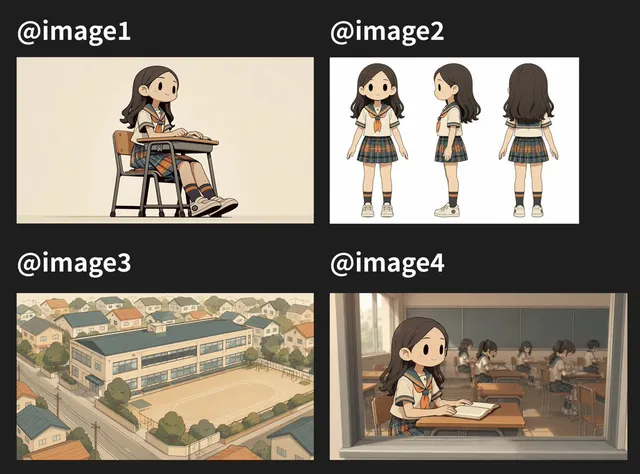 Four Anime School Reference Panels
