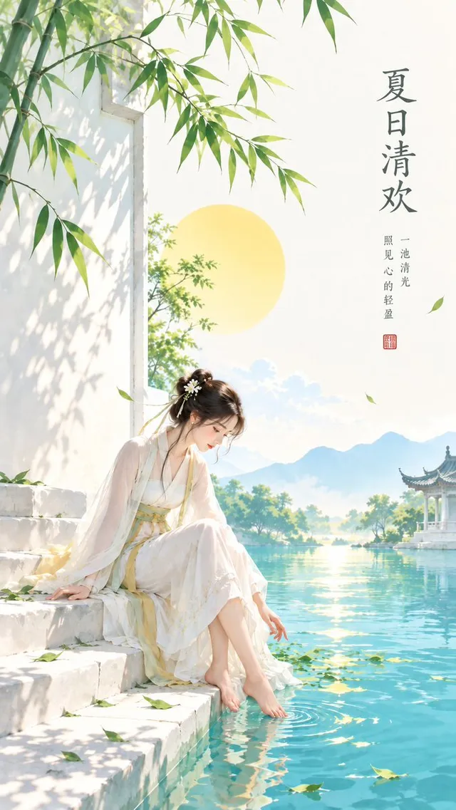 Minimalist Oriental Zen Summer Illustration