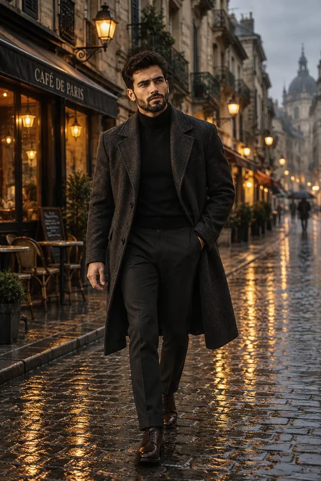 Cinematic Rainy European Street Portrait