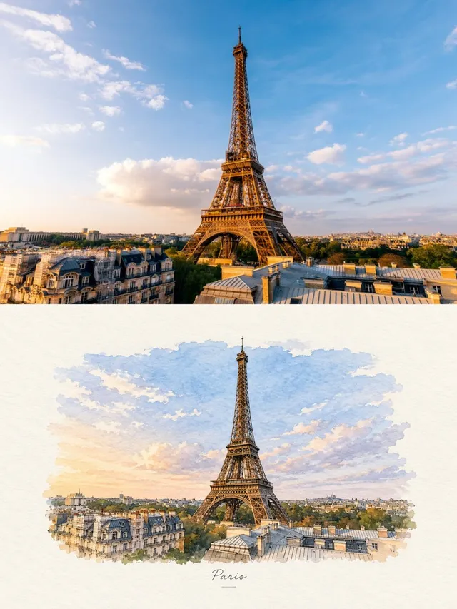 Minimalist Watercolor Travel Illustration