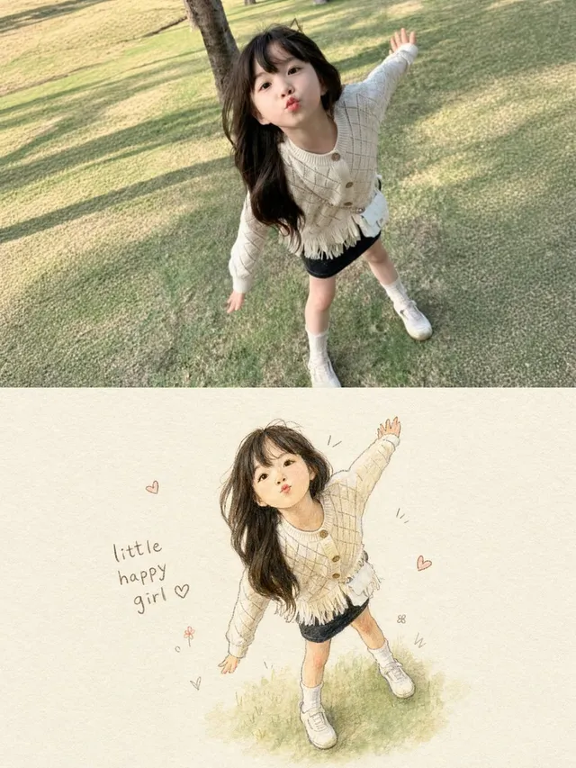 Photo to Storybook Illustration Split