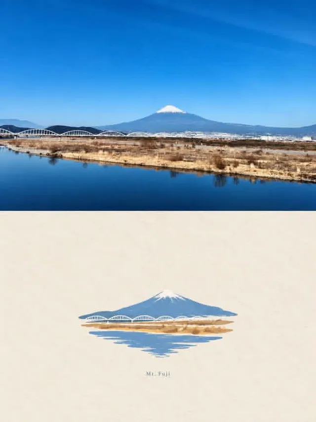 Mount Fuji Watercolor Transformation